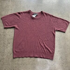Vintage Sag Harbor Burgundy Size Large Made In Hong Kong Short Sleeve Sweater